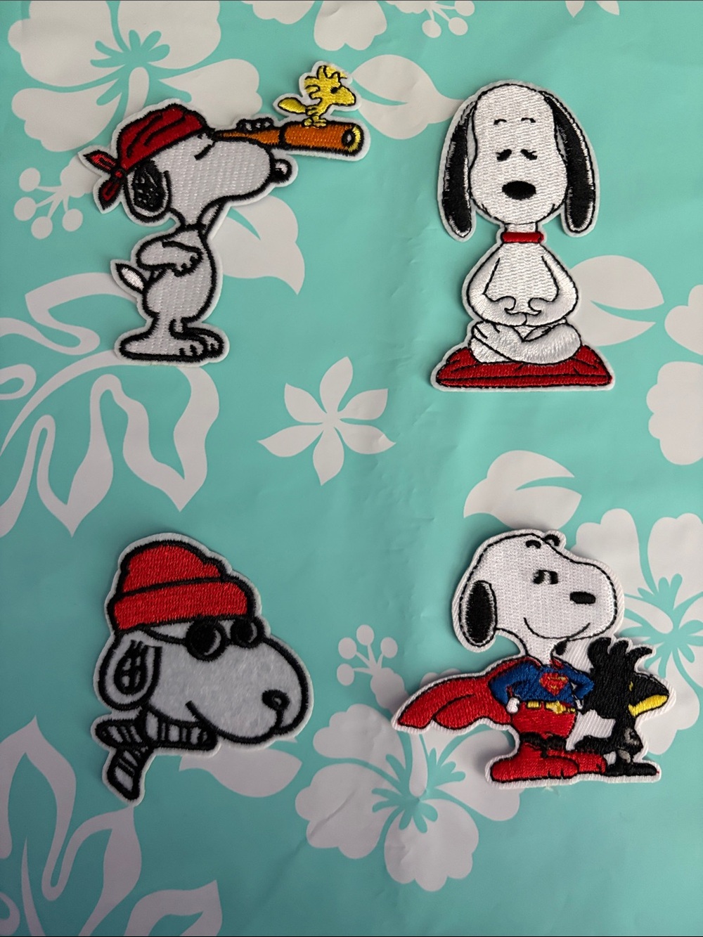 Peanuts Snoopy Embroidered Dog Patch Set - White & Red